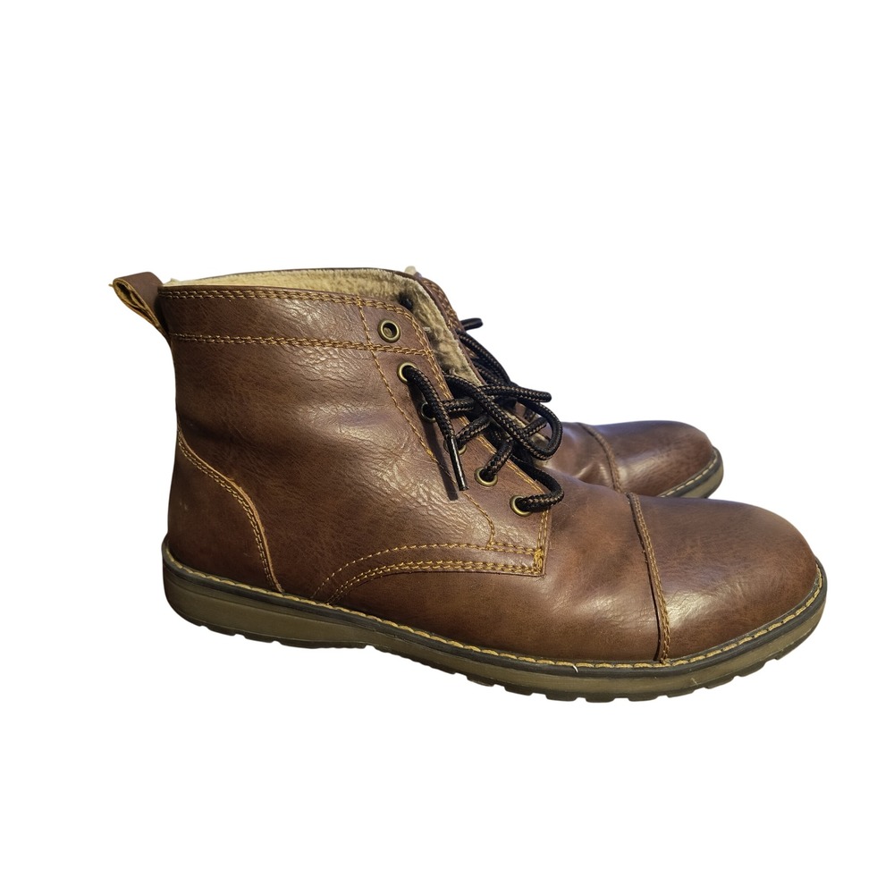 Eastland Mens Brown Leather Ankle Boots Lace Up Round‎ Toe Warm Casual Shoes
